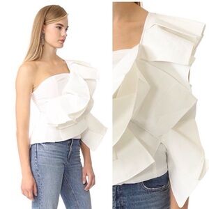 Luxe White One-Shoulder Ruffle Top